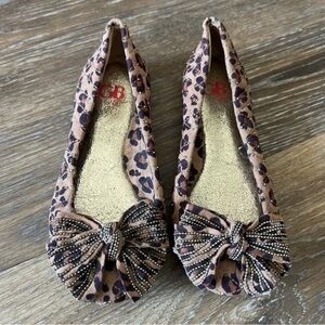 Leopard Print Kids Shoes with Bow